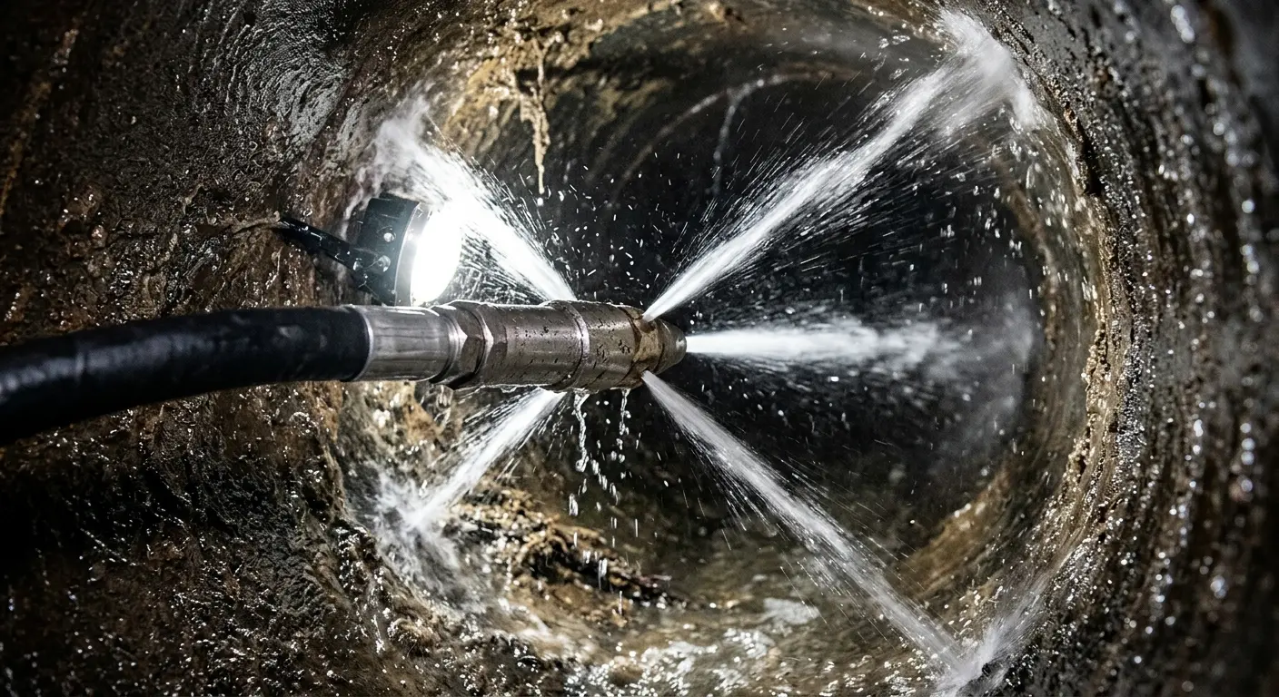 High-pressure hydro jetting nozzle cleaning sewer pipe for Storm Drain Cleaning in Salt Lake City